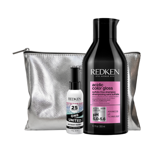 Set Brillo Intenso Cabello con Color Acidic Color Gloss Shampoo + One United